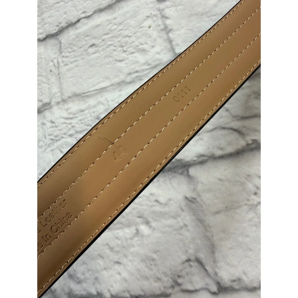 Arefio Valentino Belt Mens 44 Brown Excellent Genuine Leather Silver Buckle 0111